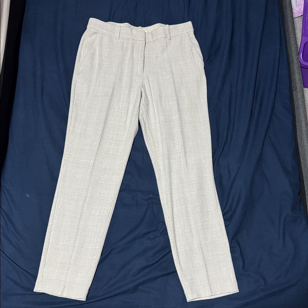 Women’s Tan and Cream Plaid Pants